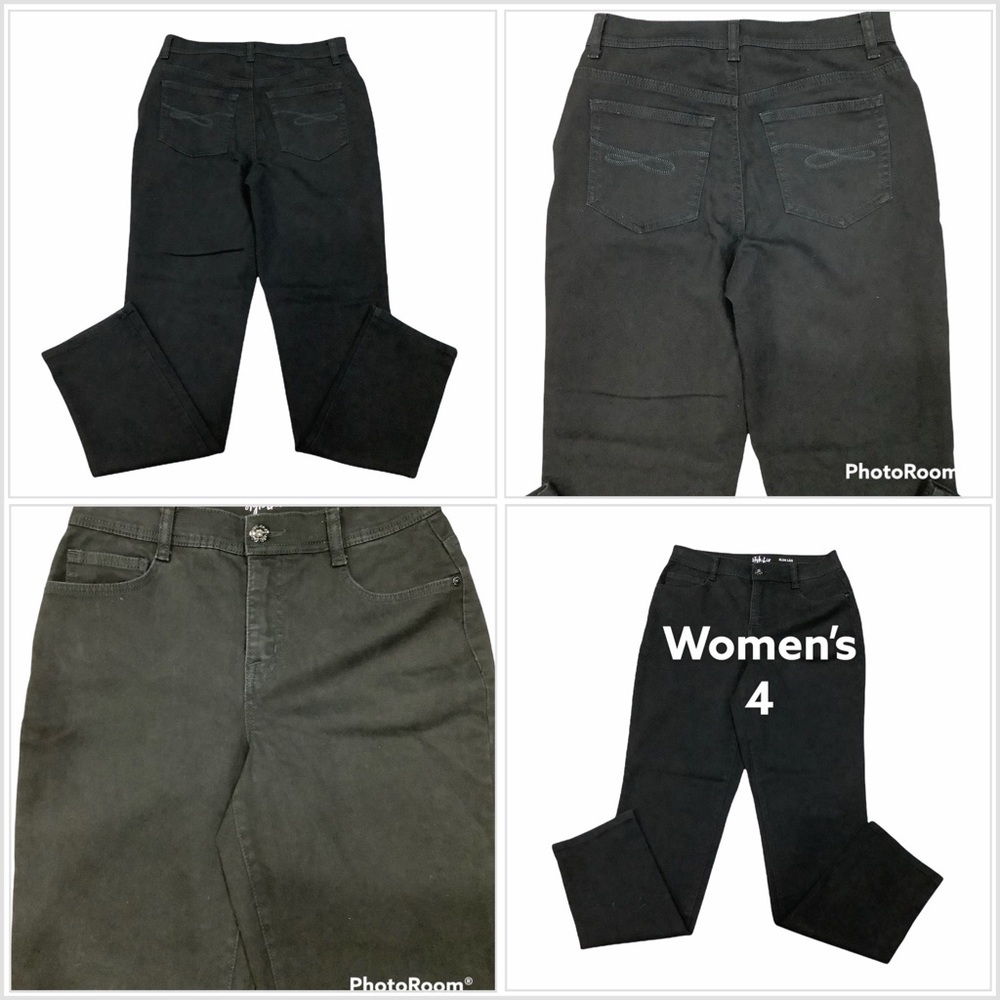 Women's Style & Co 4 S Small Pants Jeans Black Slim Leg Denim Stretch Skinny